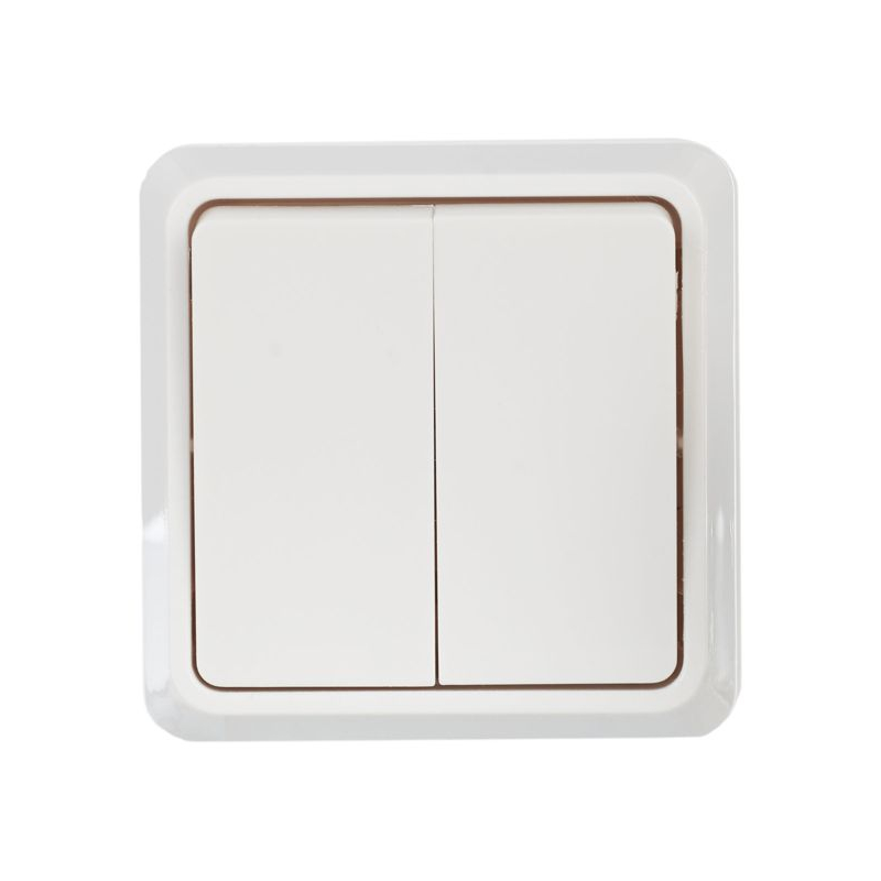 OKTAVA Выключатель 2-клавишный для открытой установки 10А ВС20-2-0-ОБ белый GENERICA