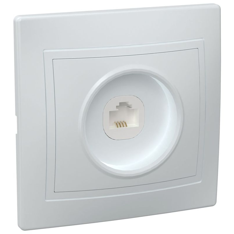 KVARTA Розетка 1-местная телефонная RJ11 РТ10-КБ белый GENERICA