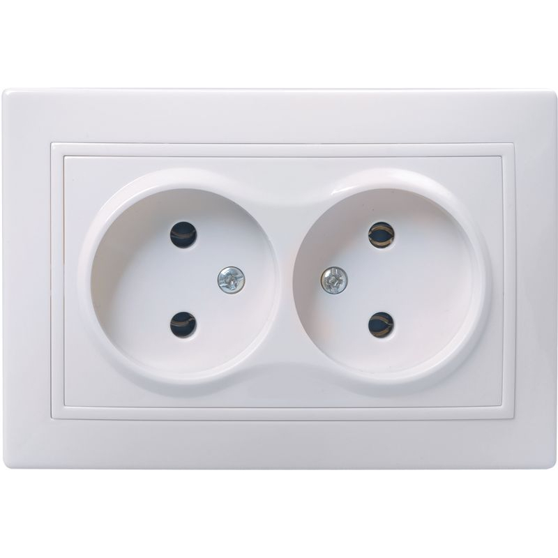 KVARTA Розетка 2-местная без заземления без защитных шторок 10А РС12-2-КБ белый GENERICA KVARTA Розетка 2-местная без заземления без защитных шторок 10А РС12-2-КБ белый GENERICA