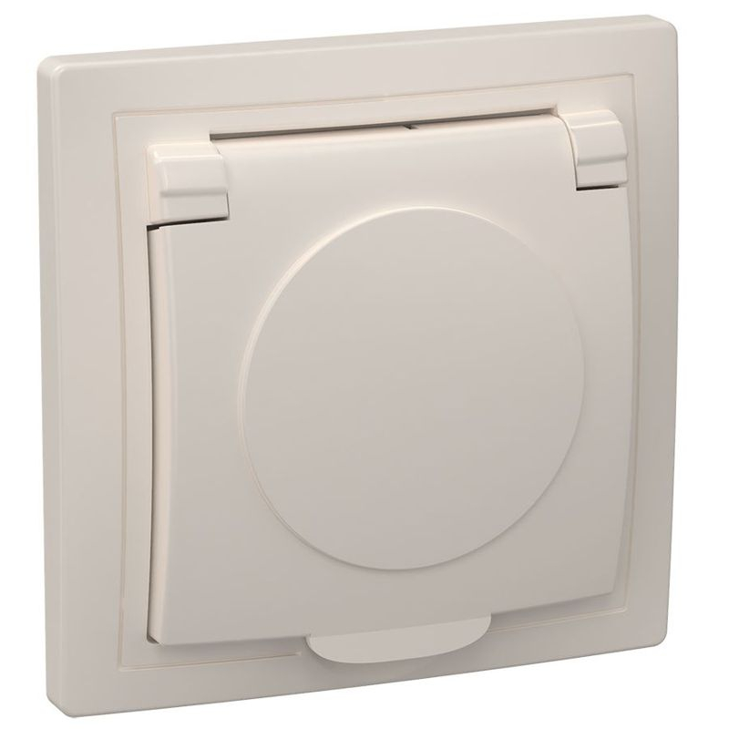 KVARTA Розетка 1-местная с заземлением крыш. 16А РСб10-3-ККм кремовый GENERICA