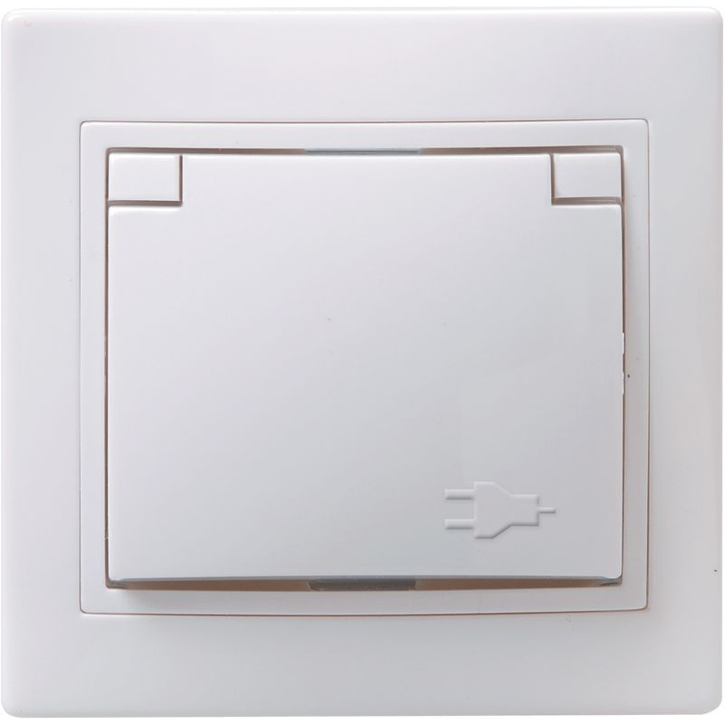 KVARTA Розетка 1-местная с заземлением с защитными шторками с крышкой 16А РСбш10-3-КБ белый GENERICA