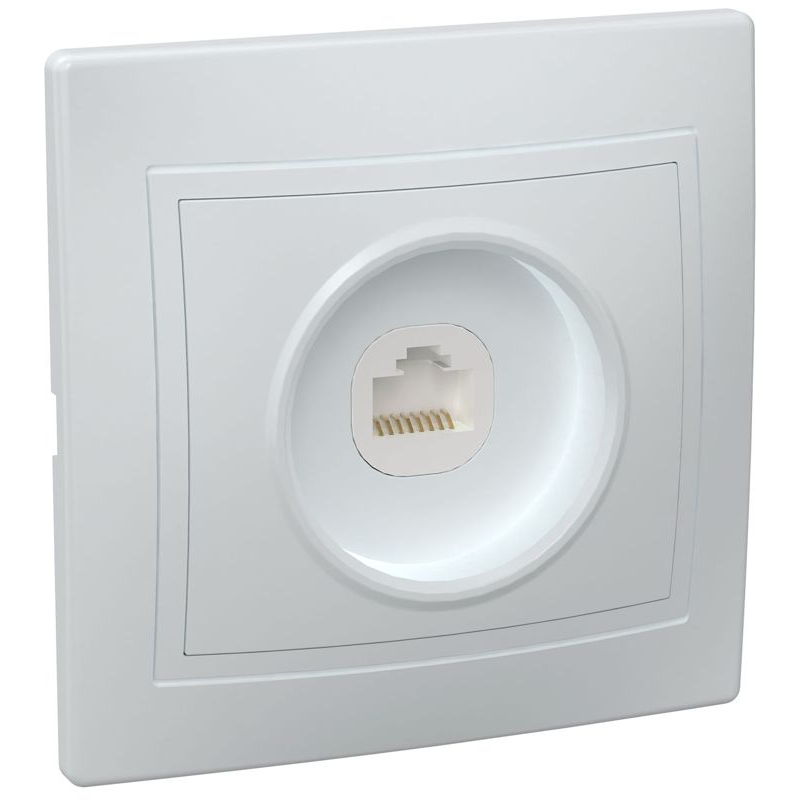 KVARTA Розетка 1-местная компьютерная RJ45 кат.5е РК10-КБ белый GENERICA