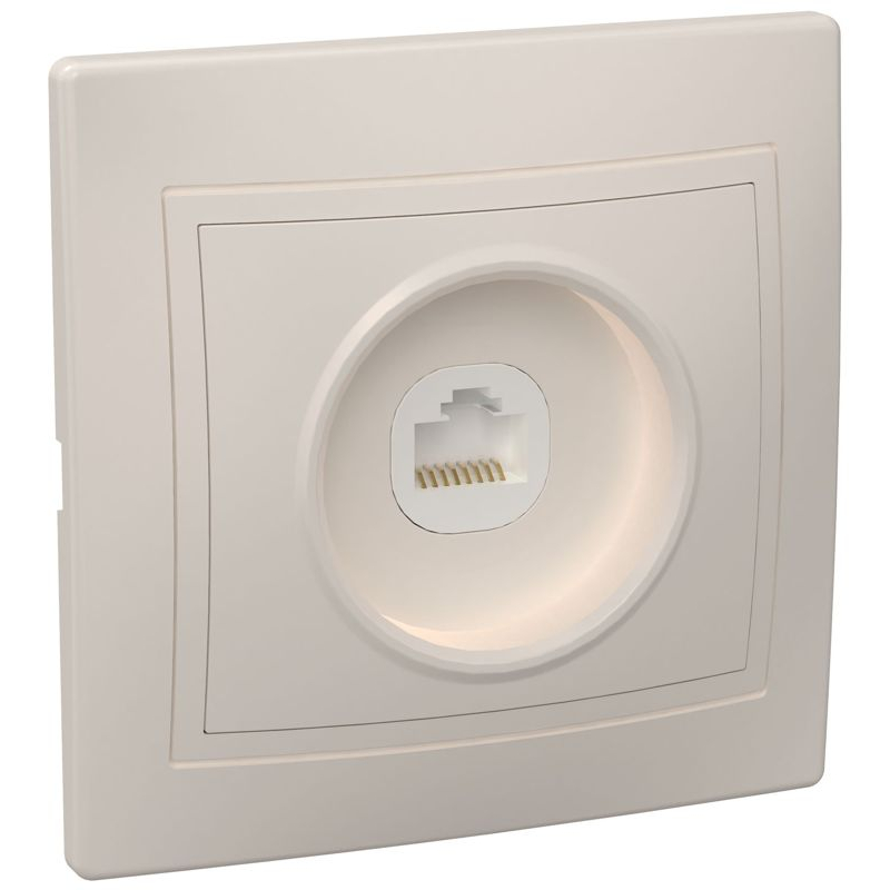 KVARTA Розетка 1-местная компьютерная RJ45 кат.5е РК10-ККм крем GENERICA