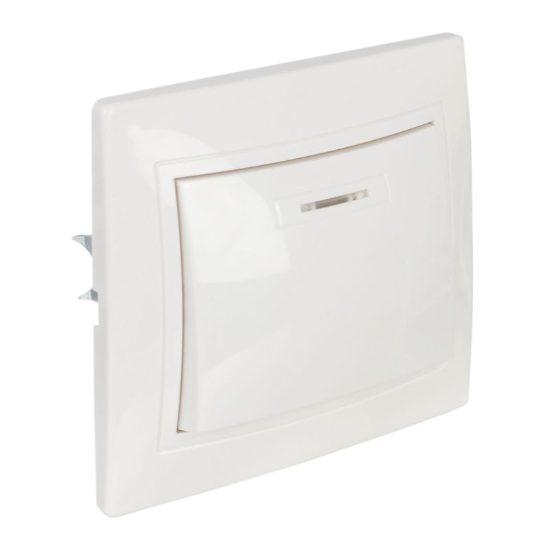 KVARTA Выключатель 1-клавишный с индикацией 10А ВС10-1-1-КБ белый GENERICA