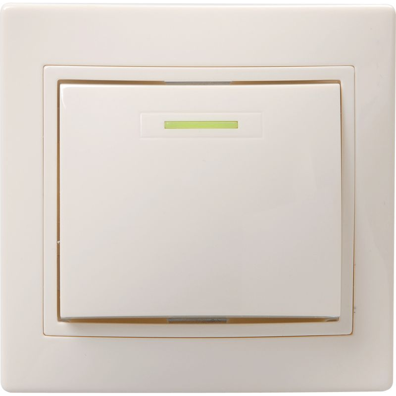 KVARTA Выключатель 1-клавишный с индикацией 10А ВС10-1-1-ККм кремовый GENERICA