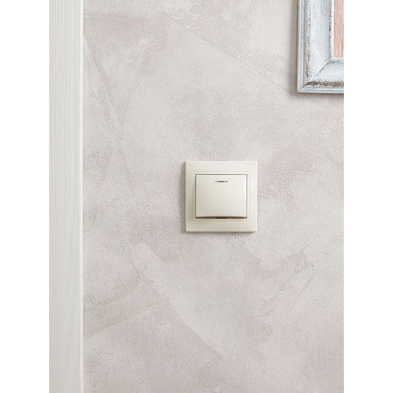 KVARTA Выключатель 1-клавишный с индикацией 10А ВС10-1-1-ККм кремовый GENERICA