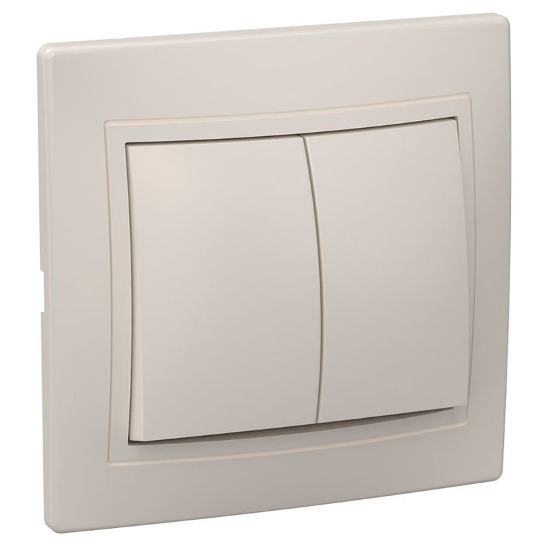 KVARTA Выключатель 2-клавишный 10А ВС10-2-0-ККм кремовый GENERICA