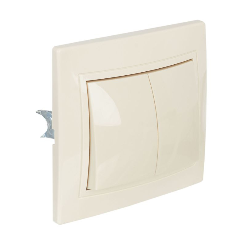 KVARTA Выключатель 2-клавишный 10А ВС10-2-0-ККм кремовый GENERICA
