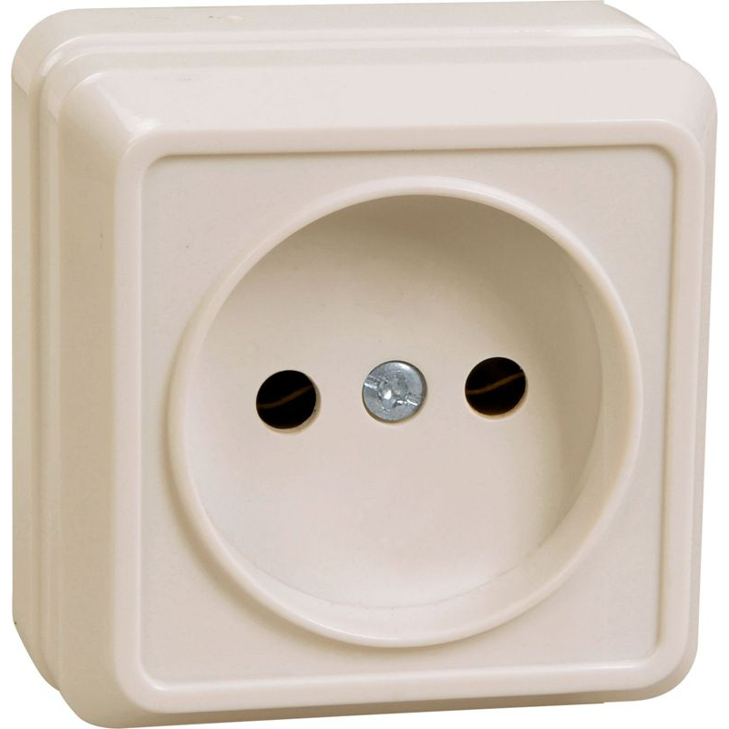 OKTAVA Розетка 1-местная без заземления для открытой установки 10А РС20-2-ОКм кремовый GENERICA
