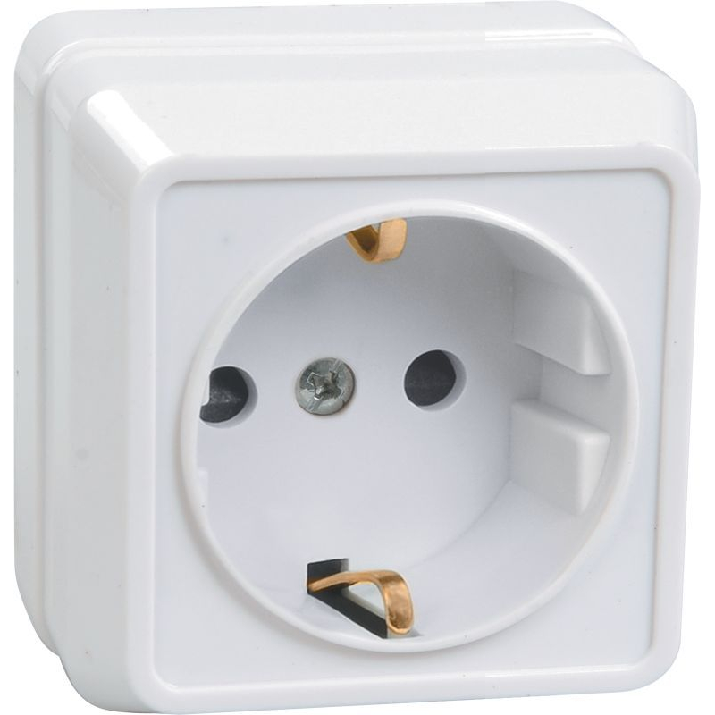 OKTAVA Розетка 1-местная с заземлением для открытой установки 16А РС20-3-ОБ белый GENERICA