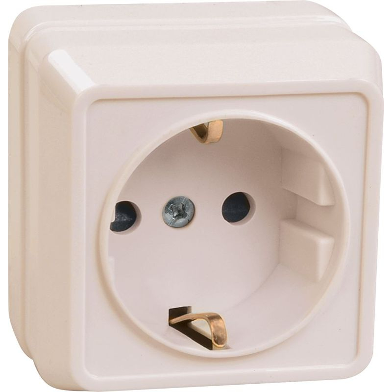 OKTAVA Розетка 1-местная с заземлением для открытой установки 16А РС20-3-ОКм кремовый GENERICA OKTAVA Розетка 1-местная с заземлением для открытой установки 16А РС20-3-ОКм кремовый GENERICA