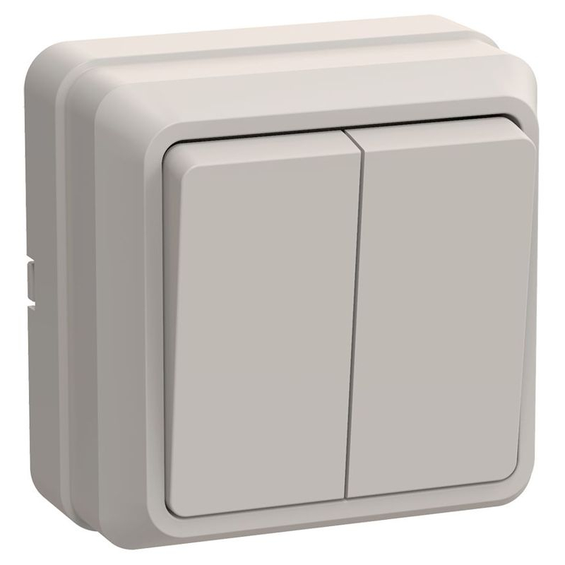 OKTAVA Выключатель 2-клавишный для открытой установки 10А ВС20-2-0-ОКм кремовый GENERICA