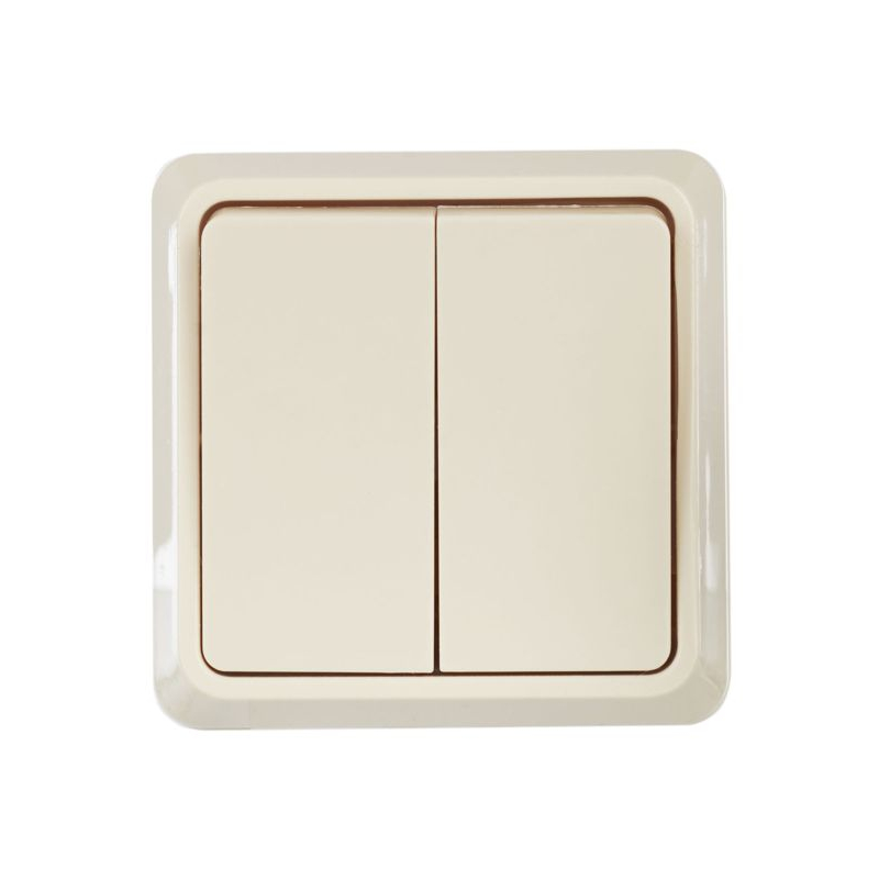 OKTAVA Выключатель 2-клавишный для открытой установки 10А ВС20-2-0-ОКм кремовый GENERICA