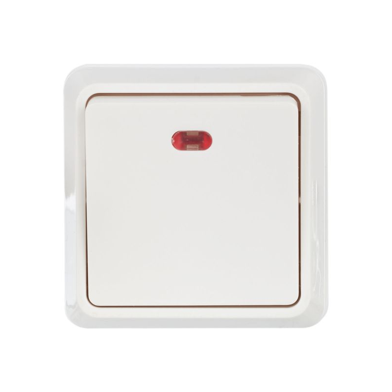 OKTAVA Выключатель 1-клавишный с индикацией для открытой установки 10А ВС20-1-1-ОБ белый GENERICA