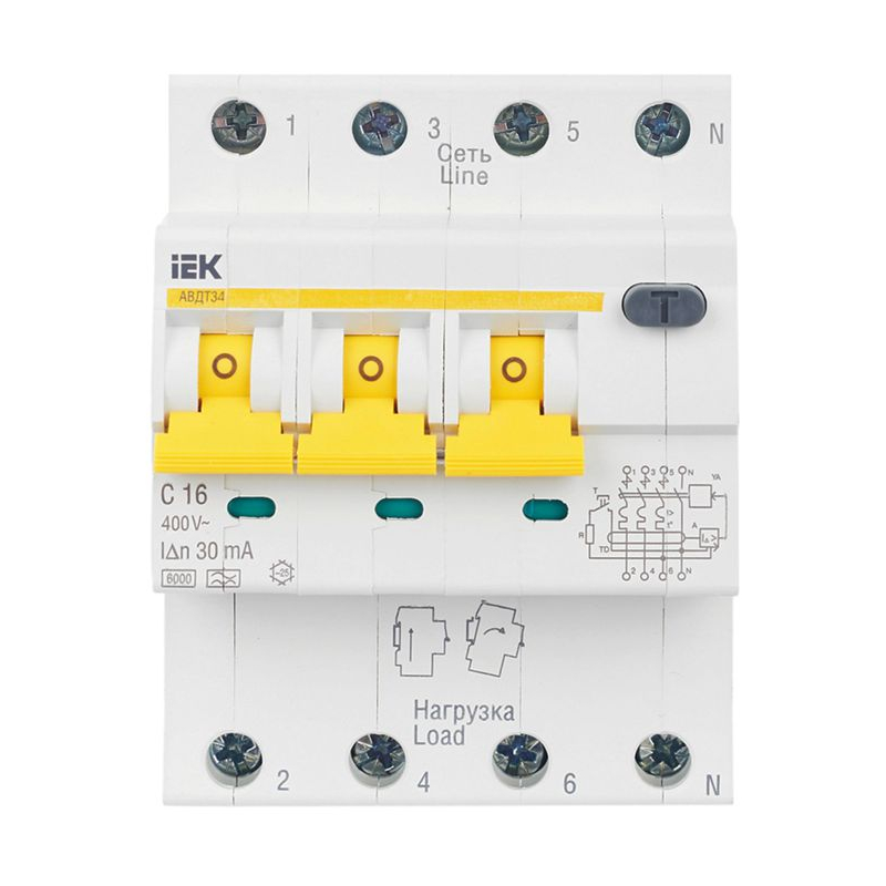 KARAT Автоматический выключатель дифференциального тока АВДТ 34 C16 30мА тип A IEK