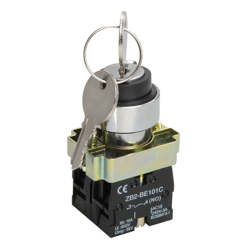 Переключатель LAY5-BG45 на 2 положения с ключом без фиксации NO+NC IEK