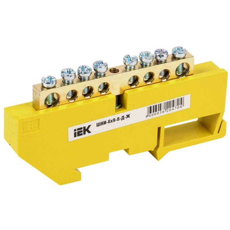 Шина PE земля на DIN-изол ШНИ-6х9-8-Д-Ж IEK