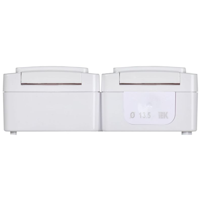 Розетка 2-местная для открытой установки РСб22-3-ГПБб с заземляющим контактом IP54 ГЕРМЕС PLUS (цвет крышки:белый) IEK