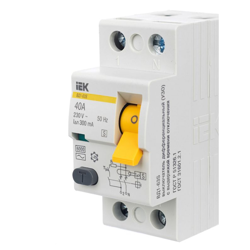 Выключатель дифференциальный (УЗО) ВД1-63S 2Р 40А 300мА IEK