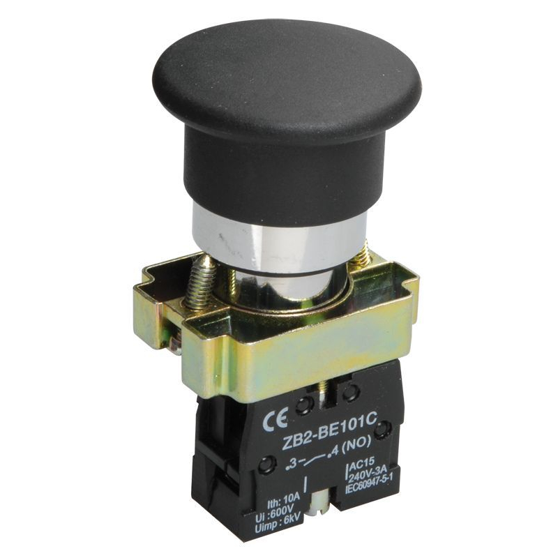 Кнопка управления LAY5-BC21 Грибок без подсветки черная 1NO IEK