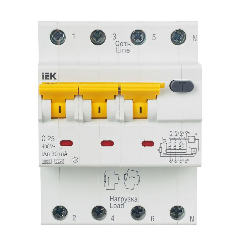 KARAT Автоматический выключатель дифференциального тока АВДТ 34 C25 30мА тип A IEK