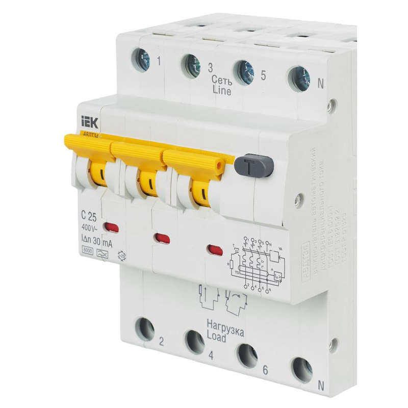 KARAT Автоматический выключатель дифференциального тока АВДТ 34 C25 30мА тип A IEK