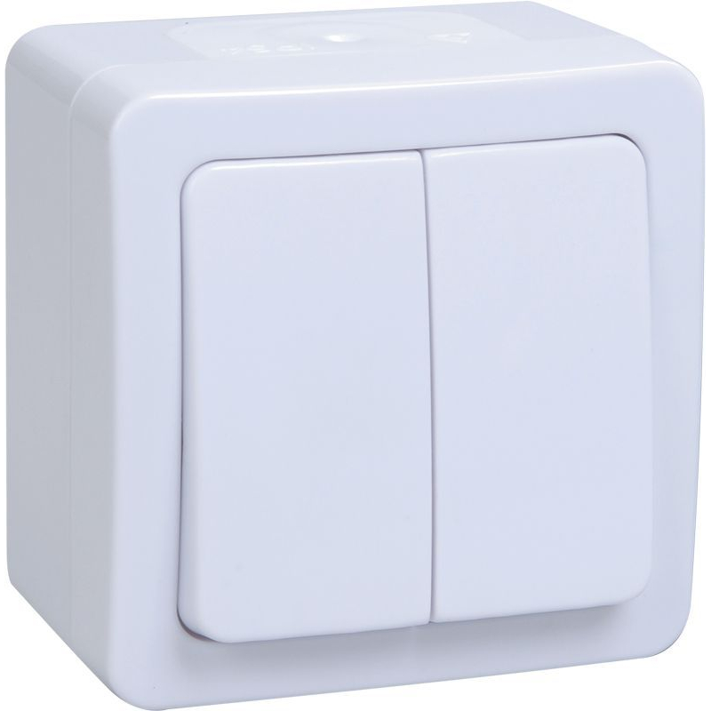 Выключатель 2-клавишный для открытой установки ВС20-2-0-ГПБ IP54 ГЕРМЕС PLUS (цвет клавиши: белый) IEK Выключатель 2-клавишный для открытой установки ВС20-2-0-ГПБ IP54 ГЕРМЕС PLUS (цвет клавиши: белый) IEK