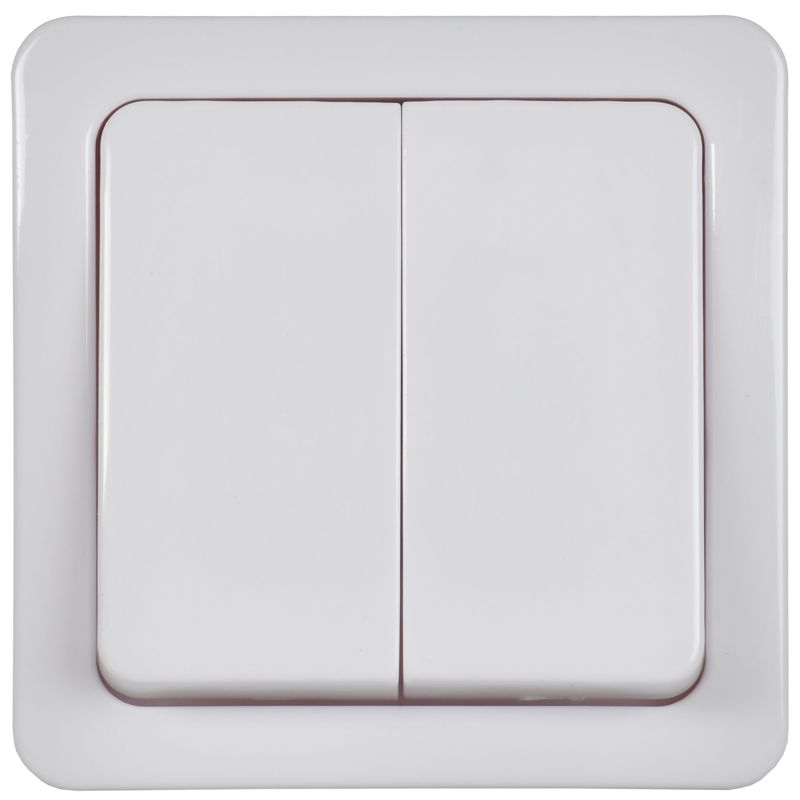 Выключатель 2-клавишный для открытой установки ВС20-2-0-ГПБ IP54 ГЕРМЕС PLUS (цвет клавиши: белый) IEK