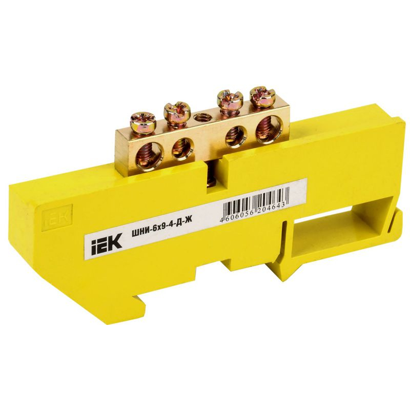 Шина PE земля на DIN-изол ШНИ-6х9-4-Д-Ж IEK