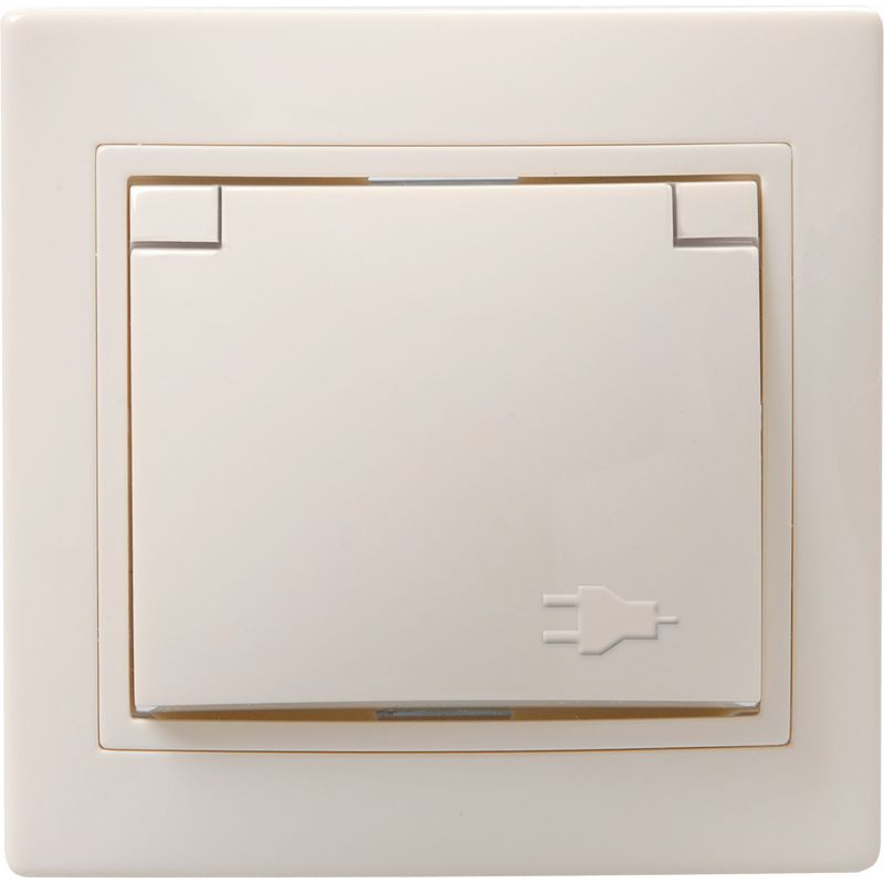 KVARTA Розетка 1-местная с заземлением с защитными шторками с крышкой 16А РСбш10-3-ККм кремовый GENERICA KVARTA Розетка 1-местная с заземлением с защитными шторками с крышкой 16А РСбш10-3-ККм кремовый GENERICA