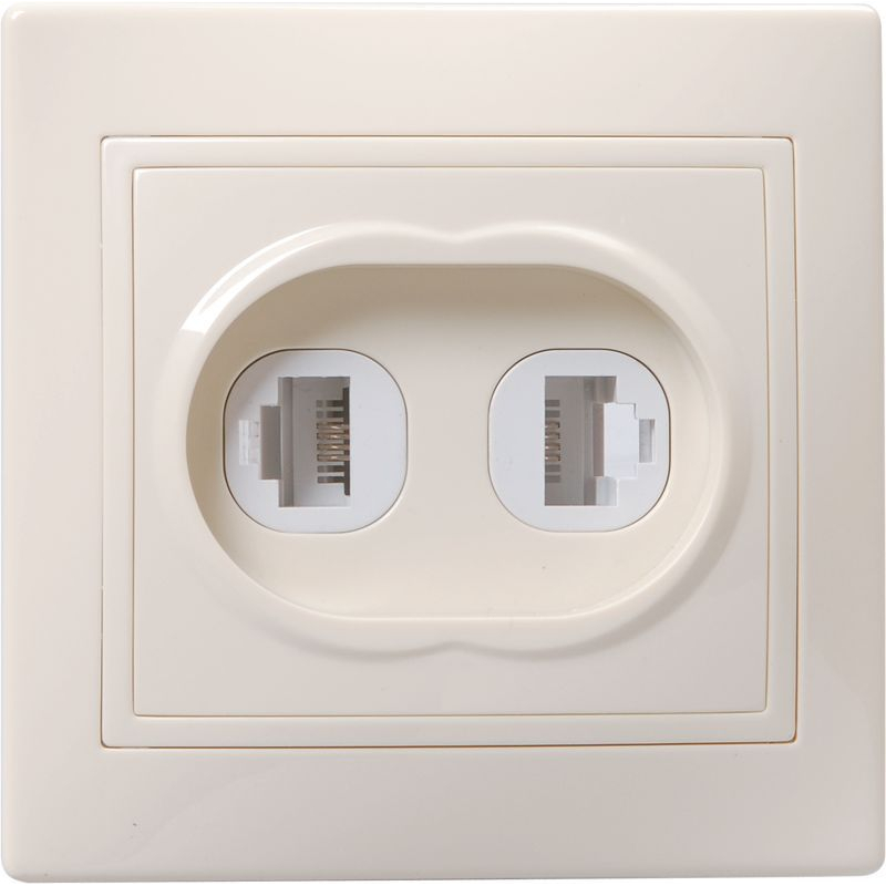 KVARTA Розетка 2-местная RJ11+RJ45 кат.5е РК/Т12-ККм кремовый GENERICA