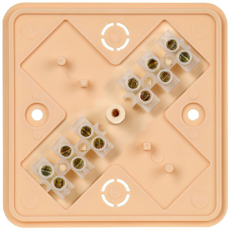 Коробка распаячная КМ41216-04 для открытой проводки безгалогенная (HF) 75х75х28мм сосна (6 клемм 6мм2) IEK