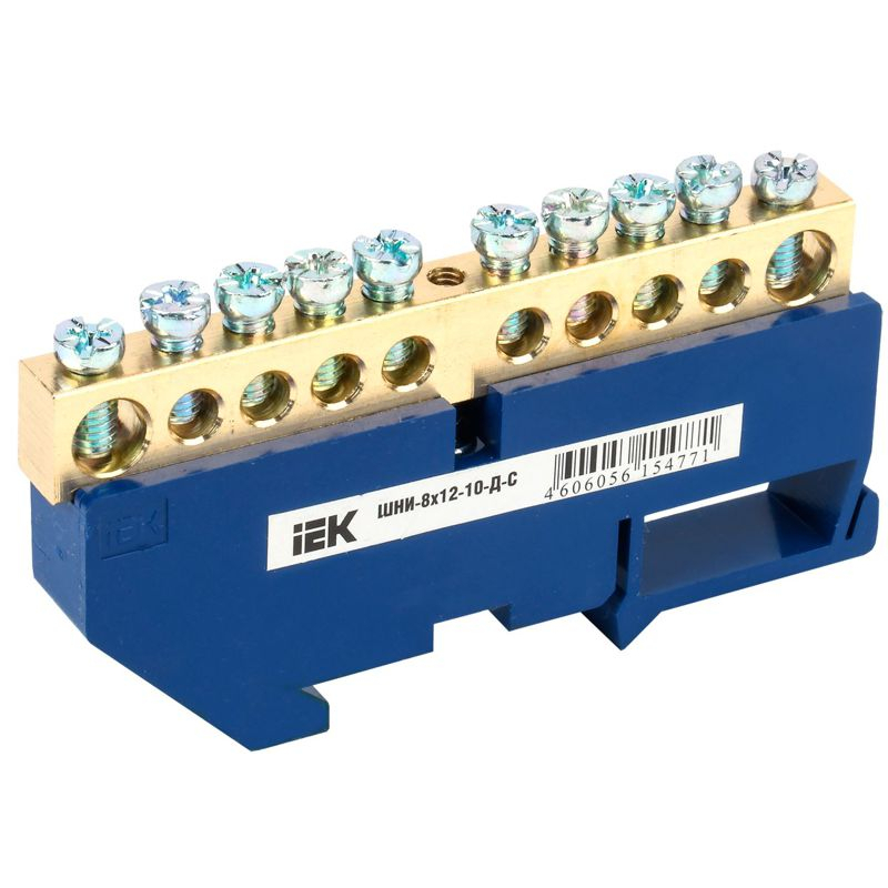 Шина N ноль на DIN-изол ШНИ-8х12-10-Д-С IEK