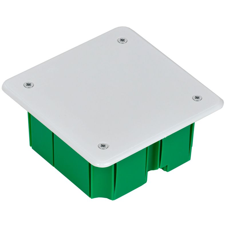 Коробка распаячная КМ41021 для полых стен безгалогенная (HF) 92х92х45мм с саморезами металлическими лапками и крышкой IEK