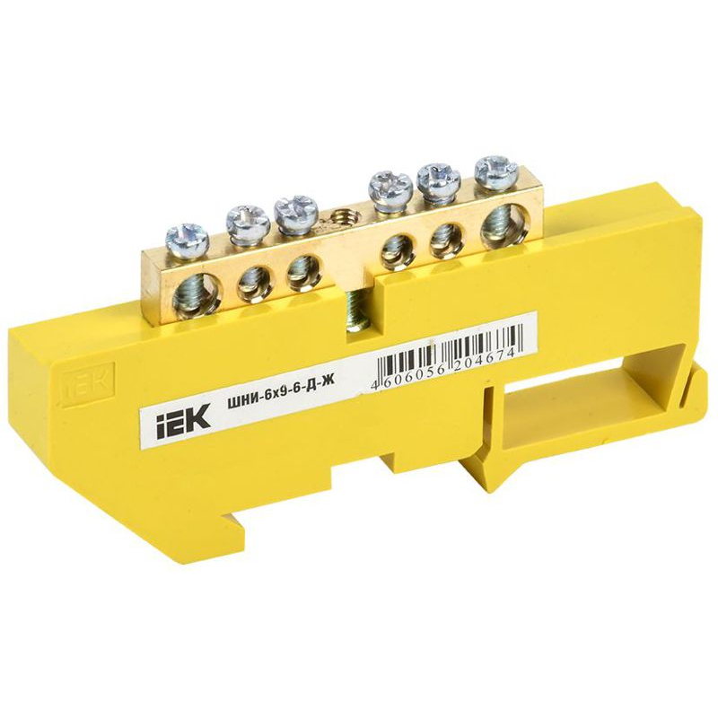 Шина PE земля на DIN-изол ШНИ-6х9-6-Д-Ж IEK