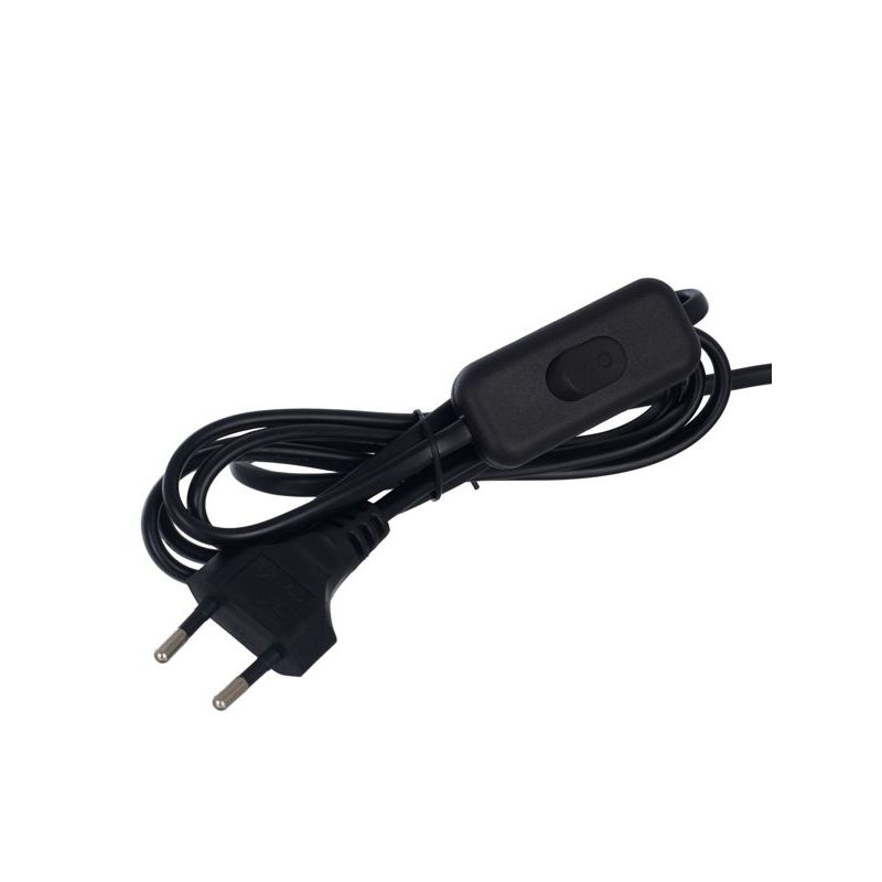 Шнур УШ-1КВ опрессованный с вилкой со встроенным выключателем 2х0,75/2м черный IEK