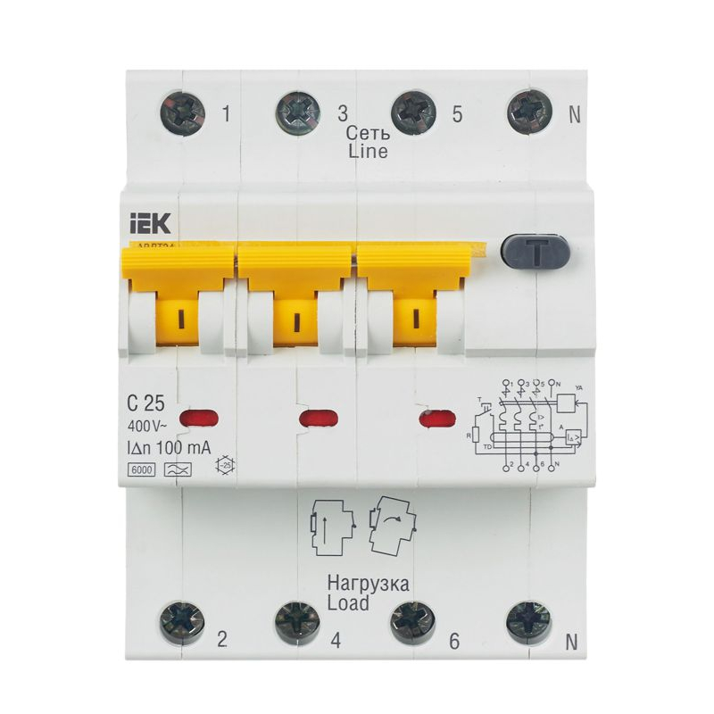 KARAT Автоматический выключатель дифференциального тока АВДТ 34 C25 100мА тип A IEK