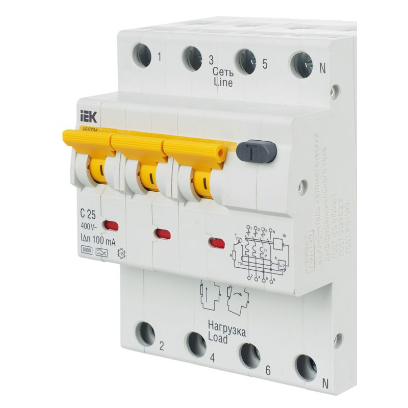 KARAT Автоматический выключатель дифференциального тока АВДТ 34 C25 100мА тип A IEK
