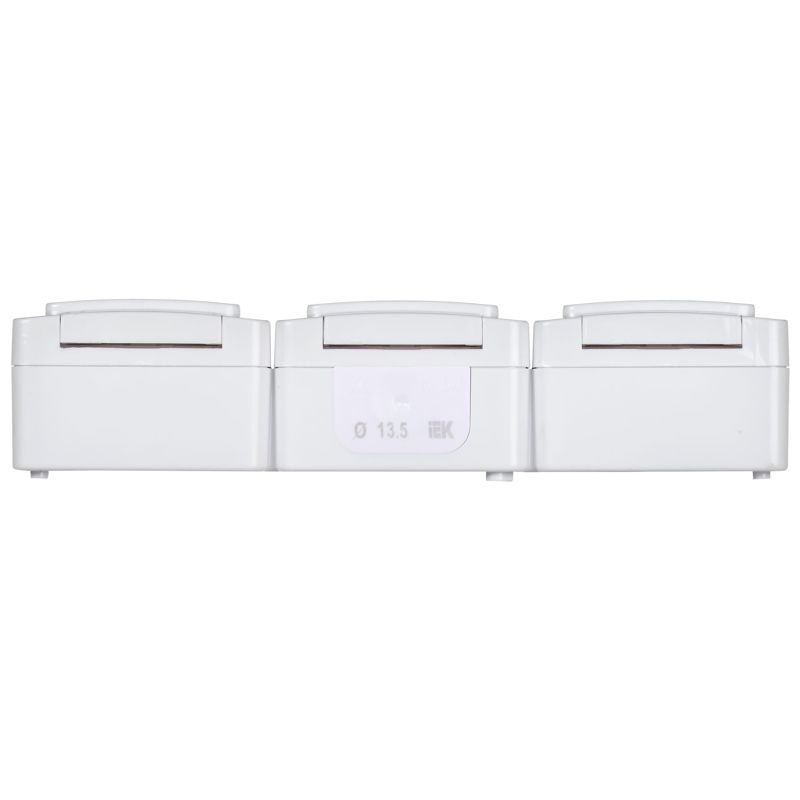 Розетка 3-местная для открытой установки РСб23-3-ГПБб с заземляющим контактом IP54 ГЕРМЕС PLUS белый IEK