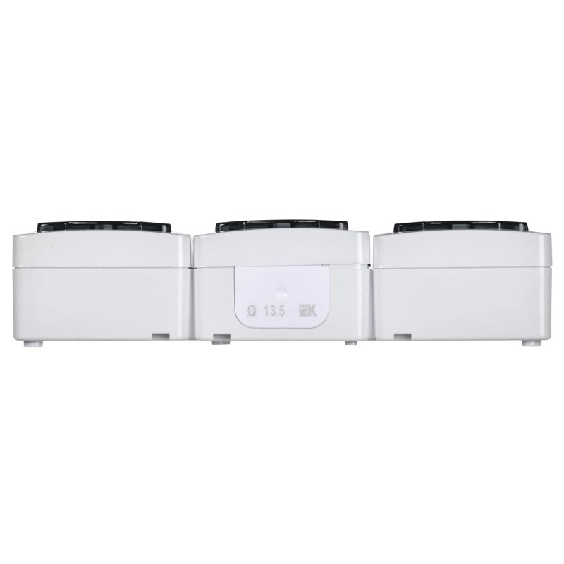 Розетка 3-местная для открытой установки РСб23-3-ГПБд с заземляющим контактом IP54 ГЕРМЕС PLUS (цвет крышки: дымчатый) IEK