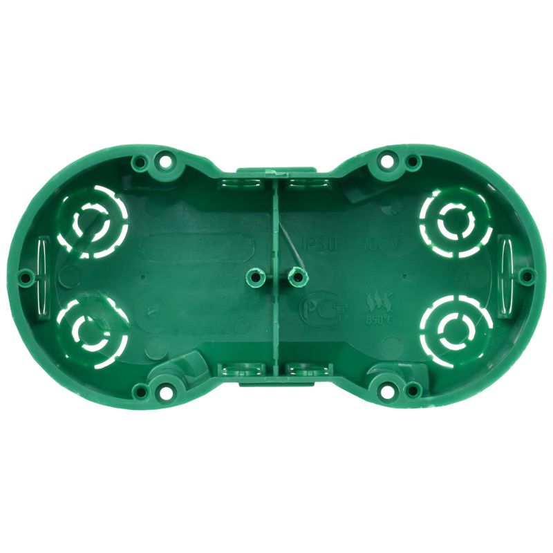 Коробка установочная КМ40023 двухместная для полых стен безгалогенная (HF) 141х70х45мм с саморезами и металлическими лапками IEK