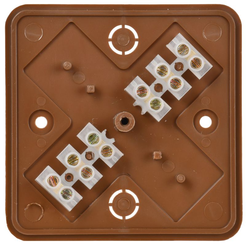 Коробка распаячная КМ41216-05 для открытой проводки безгалогенная (HF) 75х75х28мм дуб (6 клемм 6мм2) IEK