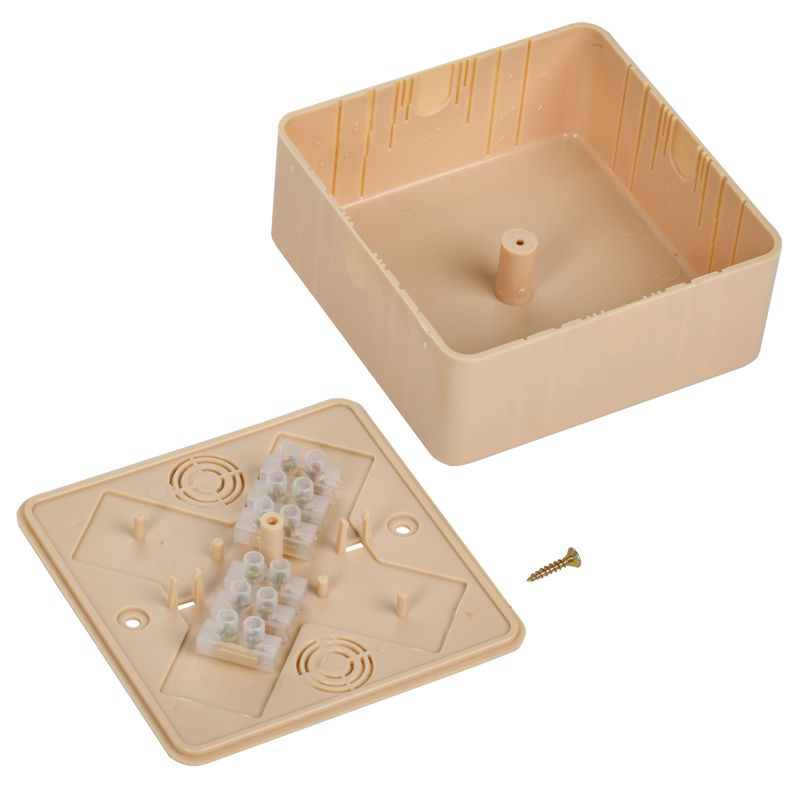 Коробка распаячная КМ41222-04 для открытой проводки безгалогенная (HF) 104х104х44мм сосна (6 клемм 6мм2) IEK