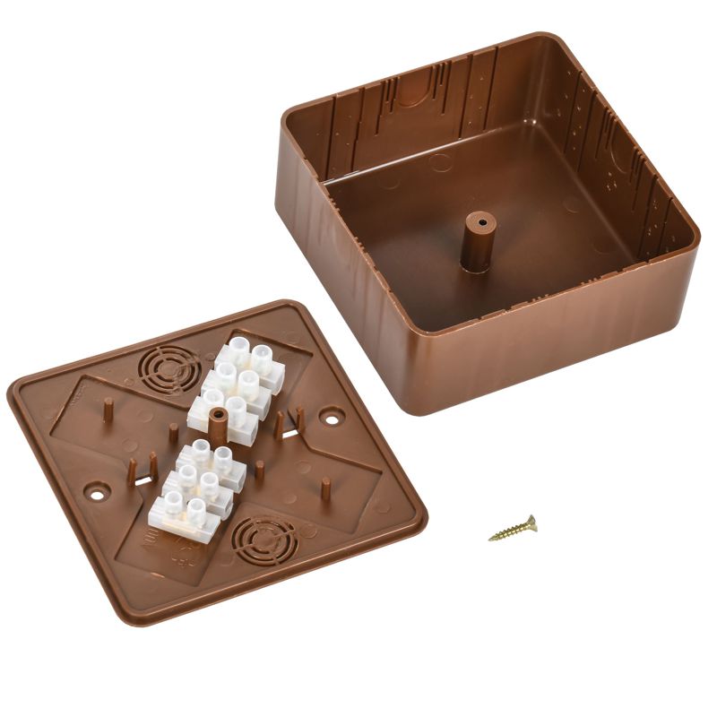 Коробка распаячная КМ41222-05 для открытой проводки безгалогенная (HF) 100х100х44мм дуб (6 клемм 6мм2) IEK