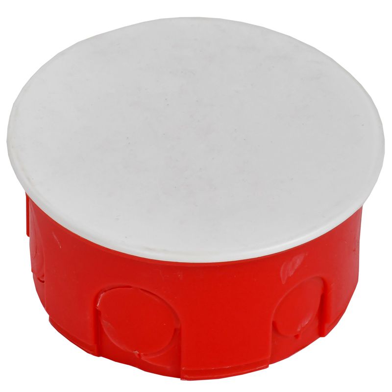 Коробка распаячная КМ41007 для твердых стен безгалогенная (HF) D=80х40мм с крышкой IEK