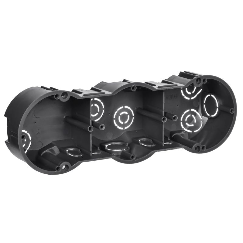 Коробка установочная КМ40009 трехместная для твердых стен безгалогенная (HF) 212х70х45мм с саморезами IEK