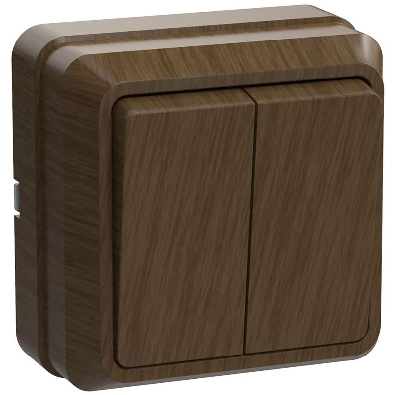 OKTAVA Выключатель 2-клавишный для открытой установки 10А ВС20-2-0-ОД дуб GENERICA