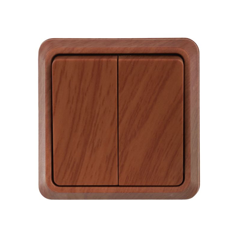 OKTAVA Выключатель 2-клавишный для открытой установки 10А ВС20-2-0-ОД дуб GENERICA