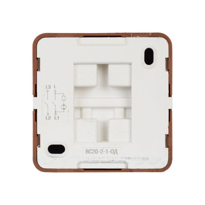 OKTAVA Выключатель 2-клавишный с индикацией для открытой установки 10А ВС20-2-1-ОД дуб GENERICA