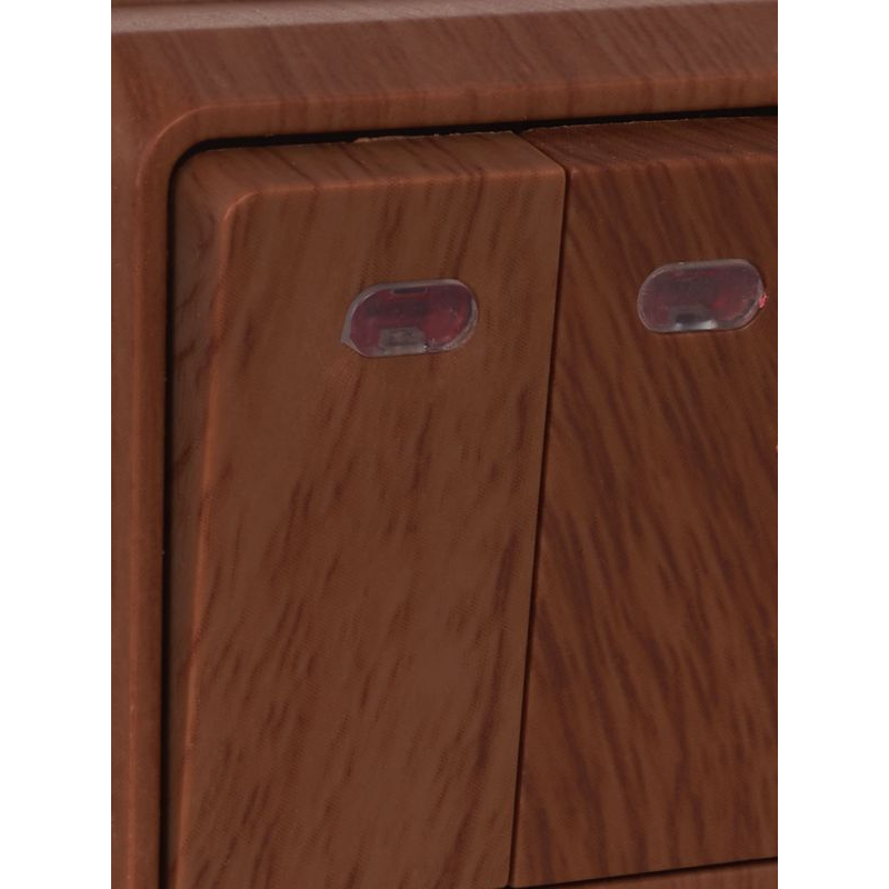 OKTAVA Выключатель 2-клавишный с индикацией для открытой установки 10А ВС20-2-1-ОД дуб GENERICA